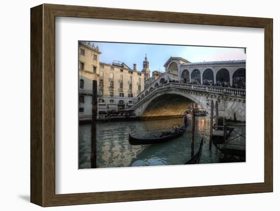 Gondola and Rialto Bridge Evening Light, Venice, Italy-Darrell Gulin-Framed Photographic Print