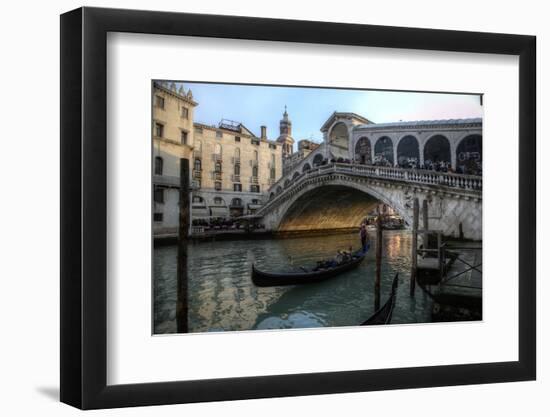 Gondola and Rialto Bridge Evening Light, Venice, Italy-Darrell Gulin-Framed Photographic Print