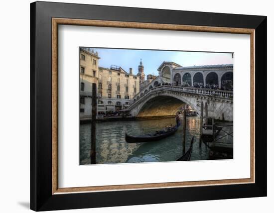 Gondola and Rialto Bridge Evening Light, Venice, Italy-Darrell Gulin-Framed Photographic Print