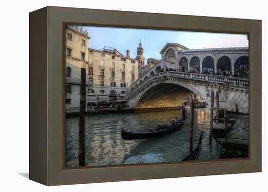 Gondola and Rialto Bridge Evening Light, Venice, Italy-Darrell Gulin-Framed Premier Image Canvas