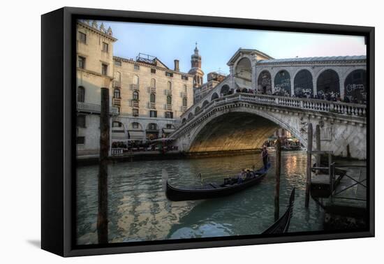 Gondola and Rialto Bridge Evening Light, Venice, Italy-Darrell Gulin-Framed Premier Image Canvas