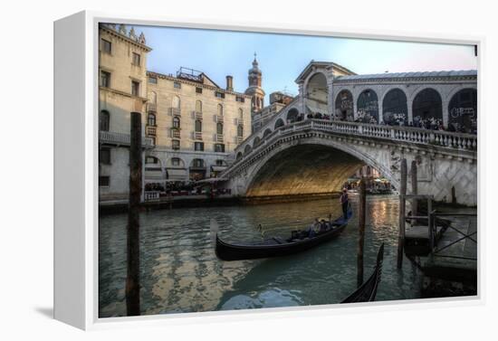 Gondola and Rialto Bridge Evening Light, Venice, Italy-Darrell Gulin-Framed Premier Image Canvas