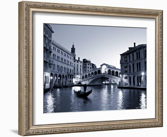 Gondola by the Rialto Bridge, Grand Canal, Venice, Italy-Alan Copson-Framed Photographic Print