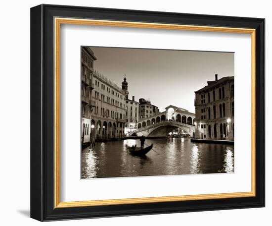 Gondola by the Rialto Bridge, Grand Canal, Venice, Italy-Alan Copson-Framed Photographic Print