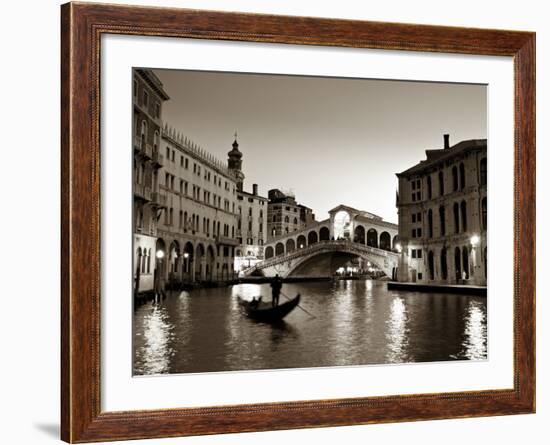 Gondola by the Rialto Bridge, Grand Canal, Venice, Italy-Alan Copson-Framed Photographic Print