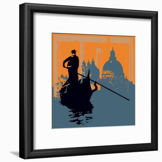 Gondola Grunge Background-Petrafler-Framed Art Print