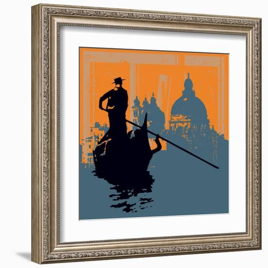 Gondola Grunge Background-Petrafler-Framed Art Print