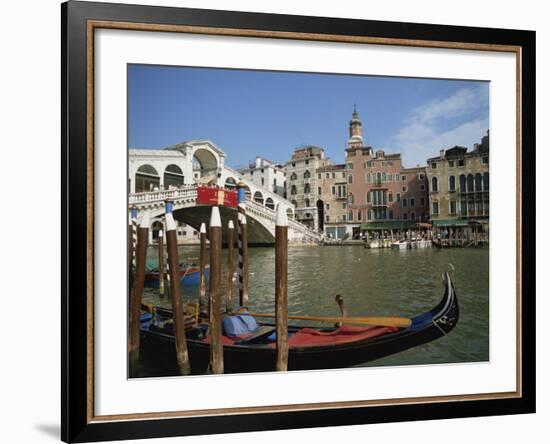 Gondola in Front of the Rialto Bridge on the Grand Canal in Venice, Veneto, Italy-Harding Robert-Framed Photographic Print