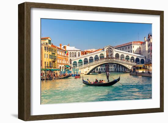 Gondola near Rialto Bridge in Venice, Italy-sborisov-Framed Photographic Print