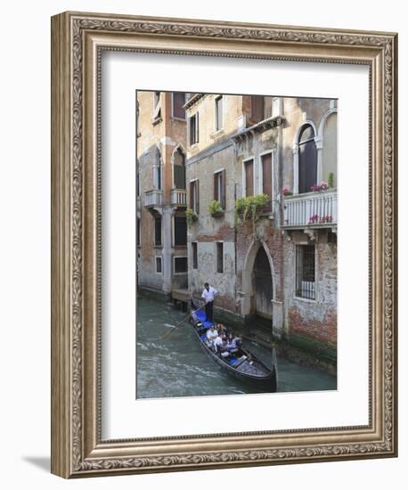 Gondola on a Canal, Venice, UNESCO World Heritage Site, Veneto, Italy, Europe-Amanda Hall-Framed Photographic Print