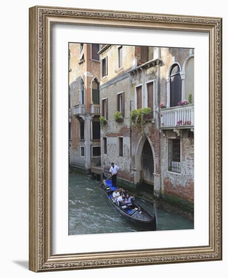 Gondola on a Canal, Venice, UNESCO World Heritage Site, Veneto, Italy, Europe-Amanda Hall-Framed Photographic Print