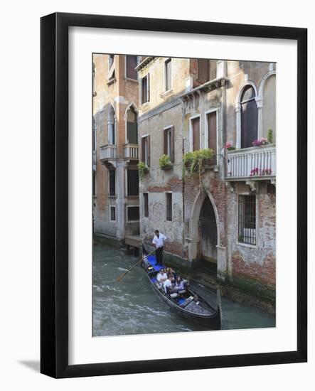 Gondola on a Canal, Venice, UNESCO World Heritage Site, Veneto, Italy, Europe-Amanda Hall-Framed Photographic Print