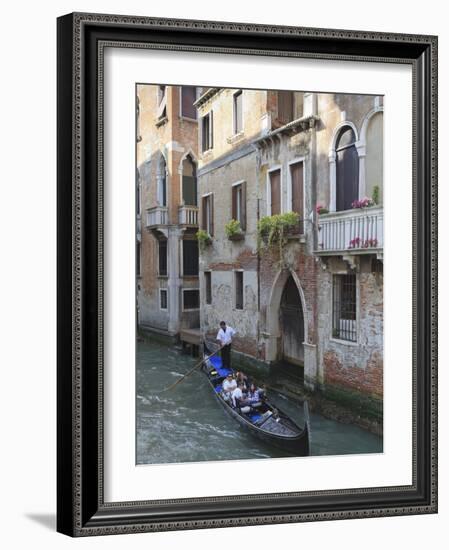 Gondola on a Canal, Venice, UNESCO World Heritage Site, Veneto, Italy, Europe-Amanda Hall-Framed Photographic Print