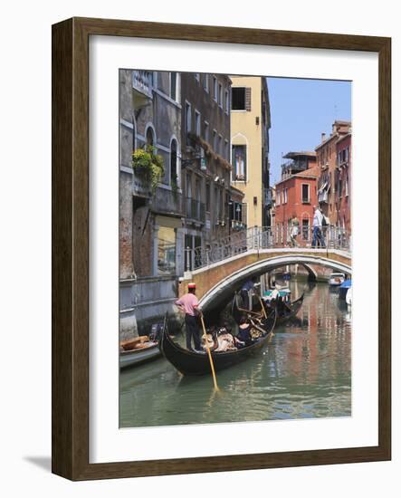 Gondola on a Canal, Venice, UNESCO World Heritage Site, Veneto, Italy, Europe-Amanda Hall-Framed Photographic Print