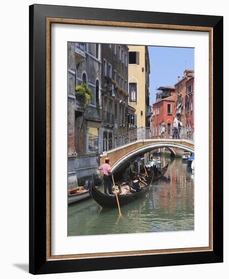 Gondola on a Canal, Venice, UNESCO World Heritage Site, Veneto, Italy, Europe-Amanda Hall-Framed Photographic Print