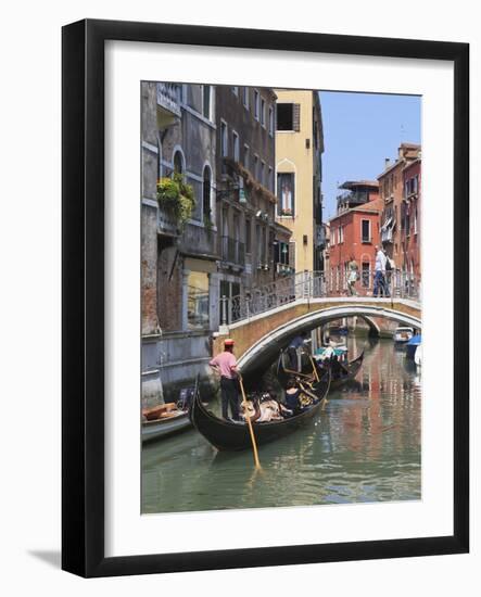 Gondola on a Canal, Venice, UNESCO World Heritage Site, Veneto, Italy, Europe-Amanda Hall-Framed Photographic Print