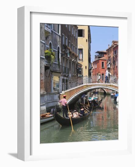 Gondola on a Canal, Venice, UNESCO World Heritage Site, Veneto, Italy, Europe-Amanda Hall-Framed Photographic Print
