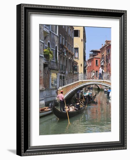 Gondola on a Canal, Venice, UNESCO World Heritage Site, Veneto, Italy, Europe-Amanda Hall-Framed Photographic Print