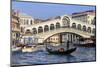 Gondola on Grand Canal and Rialto Bridge in winter, Venice, UNESCO World Heritage Site, Veneto, Ita-Eleanor Scriven-Mounted Photographic Print