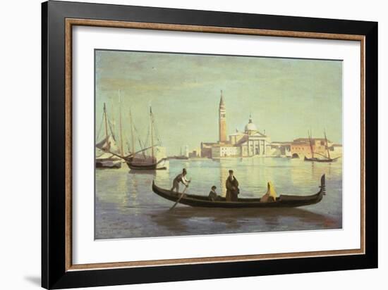 Gondola on Grand Canal, Venice-Jean-Baptiste-Camille Corot-Framed Giclee Print