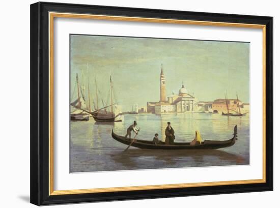 Gondola on Grand Canal, Venice-Jean-Baptiste-Camille Corot-Framed Giclee Print