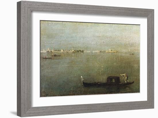 Gondola on Lagoon, Gray Lagoon C. 1765-Francesco Guardi-Framed Giclee Print