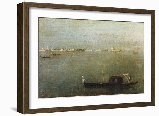 Gondola on Lagoon, Gray Lagoon C. 1765-Francesco Guardi-Framed Giclee Print