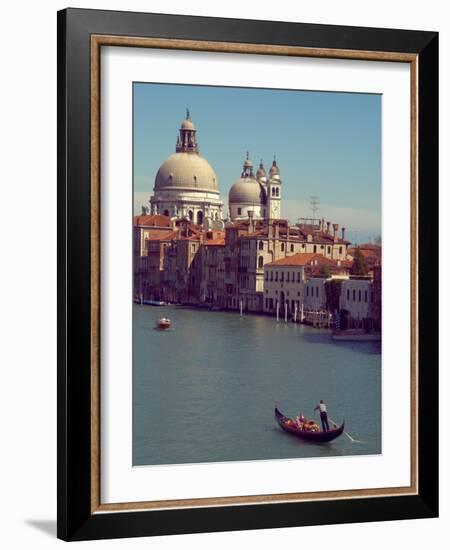 Gondola on the Grand Canal nearing the Santa Maria della Salute, Venice, Italy-Janis Miglavs-Framed Photographic Print