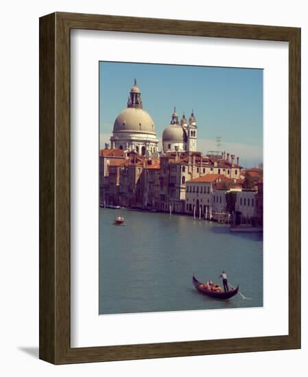 Gondola on the Grand Canal nearing the Santa Maria della Salute, Venice, Italy-Janis Miglavs-Framed Photographic Print