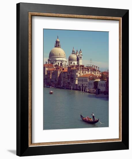 Gondola on the Grand Canal nearing the Santa Maria della Salute, Venice, Italy-Janis Miglavs-Framed Photographic Print