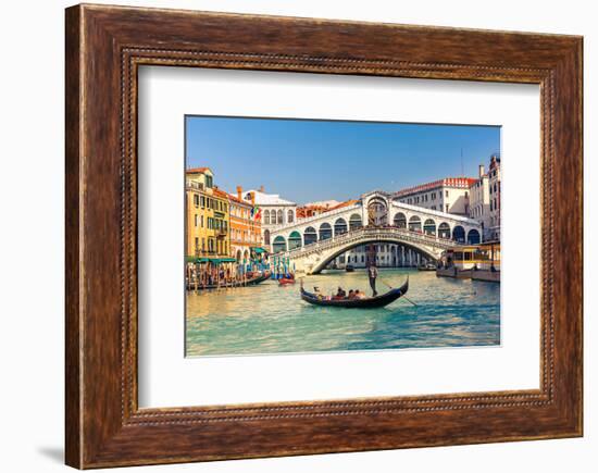 Gondola & Rialto Bridge Venice-null-Framed Art Print