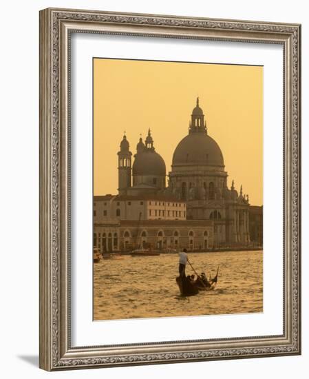 Gondola, Santa Maria Della Salute and Grand Canal at Sunset, Venice, Italy-Jon Arnold-Framed Photographic Print