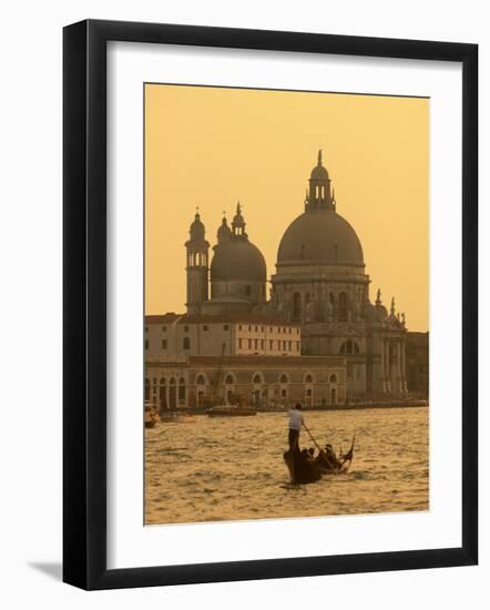 Gondola, Santa Maria Della Salute and Grand Canal at Sunset, Venice, Italy-Jon Arnold-Framed Photographic Print