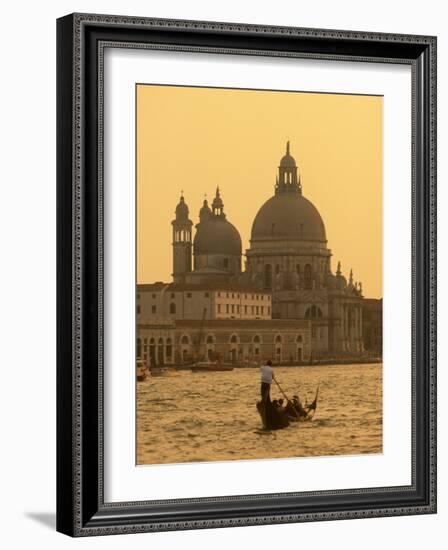 Gondola, Santa Maria Della Salute and Grand Canal at Sunset, Venice, Italy-Jon Arnold-Framed Photographic Print