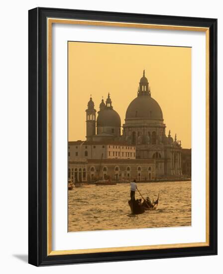 Gondola, Santa Maria Della Salute and Grand Canal at Sunset, Venice, Italy-Jon Arnold-Framed Photographic Print