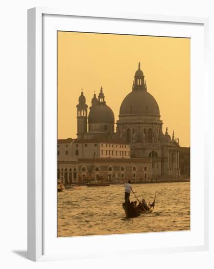 Gondola, Santa Maria Della Salute and Grand Canal at Sunset, Venice, Italy-Jon Arnold-Framed Photographic Print