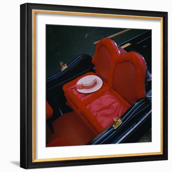 Gondola Seat and Gondolier's Hat, Venice, Veneto, Italy, Europe-Roy Rainford-Framed Photographic Print