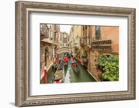 Gondola Traffic in Narrow Canal. Venice. Italy-Tom Norring-Framed Photographic Print