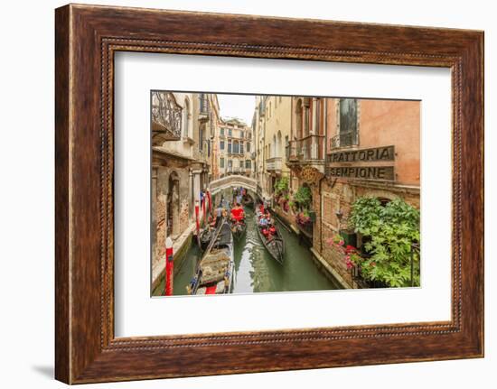 Gondola Traffic in Narrow Canal. Venice. Italy-Tom Norring-Framed Photographic Print