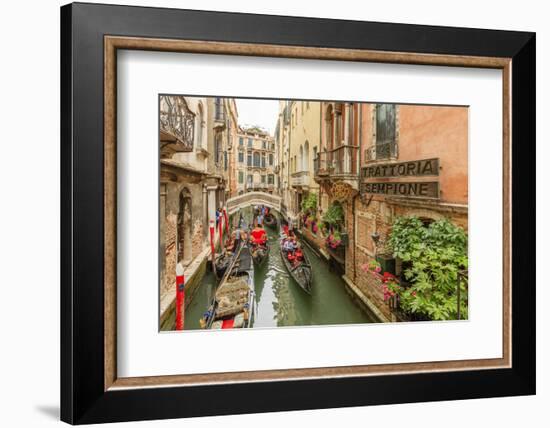 Gondola Traffic in Narrow Canal. Venice. Italy-Tom Norring-Framed Photographic Print