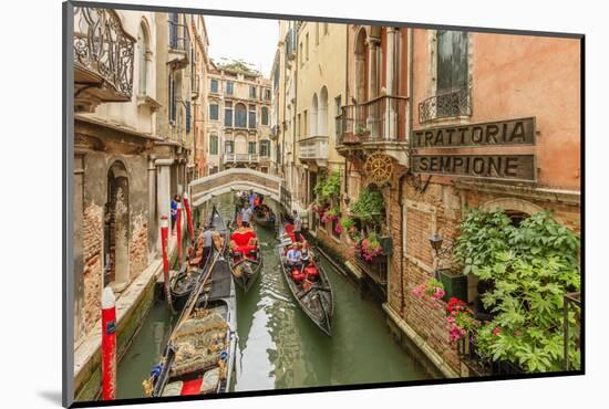 Gondola Traffic in Narrow Canal. Venice. Italy-Tom Norring-Mounted Photographic Print
