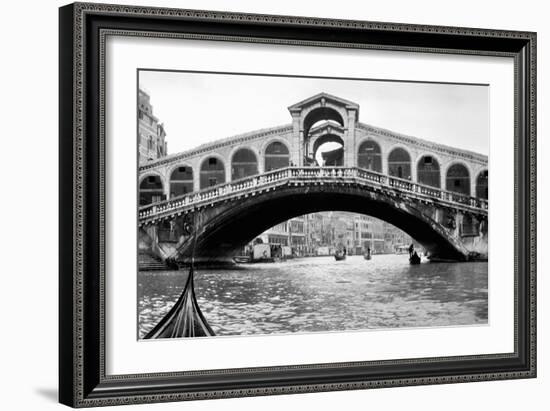 Gondola View of the Rialto Bridge in Venice, Italy, Ca. 1912-null-Framed Photographic Print