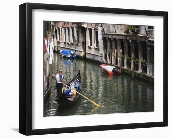 Gondola with Passengers on a Canal, Venice, Italy-Dennis Flaherty-Framed Photographic Print