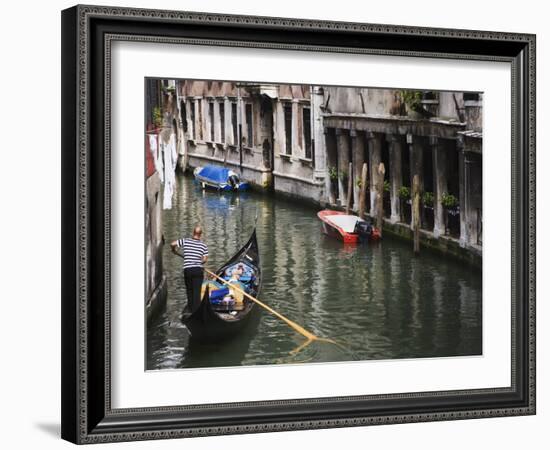 Gondola with Passengers on a Canal, Venice, Italy-Dennis Flaherty-Framed Photographic Print