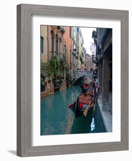 Gondolas along Canal, Venice, Italy-Lisa S^ Engelbrecht-Framed Photographic Print