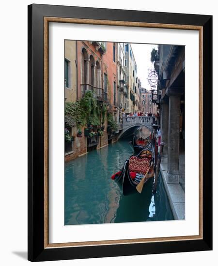 Gondolas along Canal, Venice, Italy-Lisa S^ Engelbrecht-Framed Photographic Print