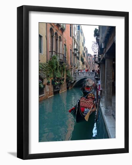 Gondolas along Canal, Venice, Italy-Lisa S^ Engelbrecht-Framed Photographic Print