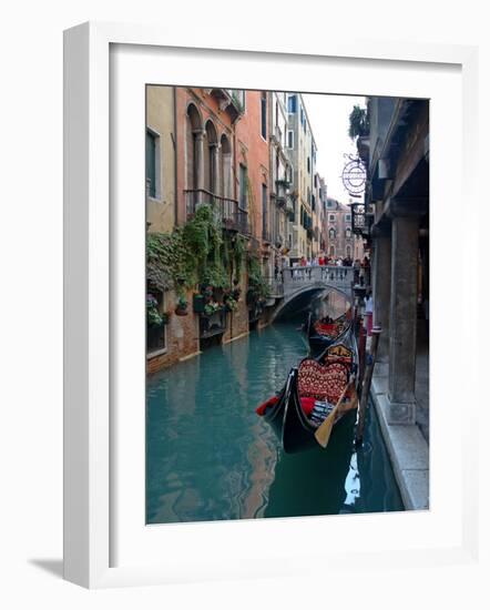 Gondolas along Canal, Venice, Italy-Lisa S^ Engelbrecht-Framed Photographic Print