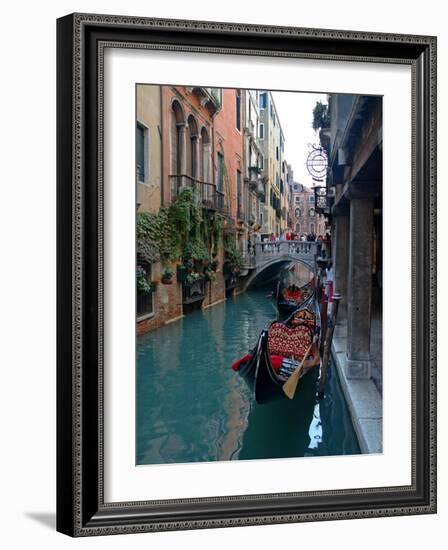 Gondolas along Canal, Venice, Italy-Lisa S^ Engelbrecht-Framed Photographic Print