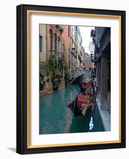 Gondolas along Canal, Venice, Italy-Lisa S^ Engelbrecht-Framed Photographic Print